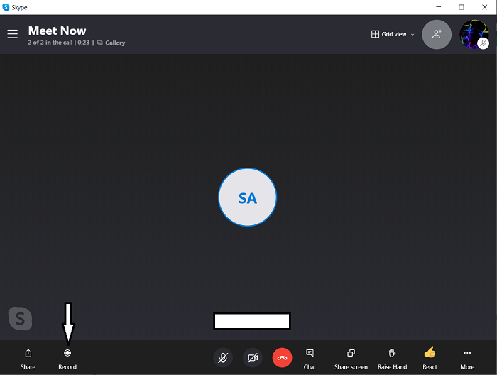 Hitting on Record in a Skype meeting