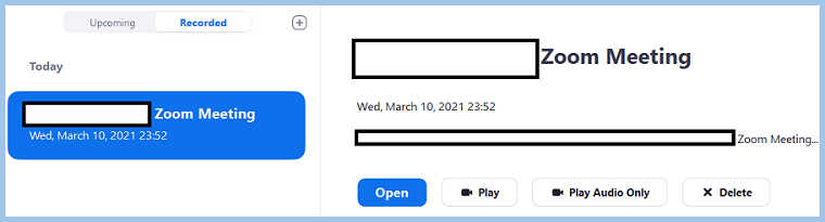 Details of recorded Zoom meeting