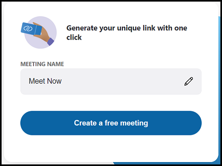 Skype login window to create a new meeting